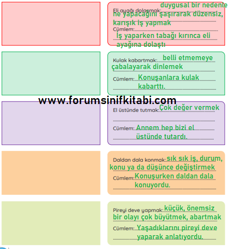 4.Sınıf Türkçe Meb yayınları Çalışma Kitabı Sayfa 118 Cevapları