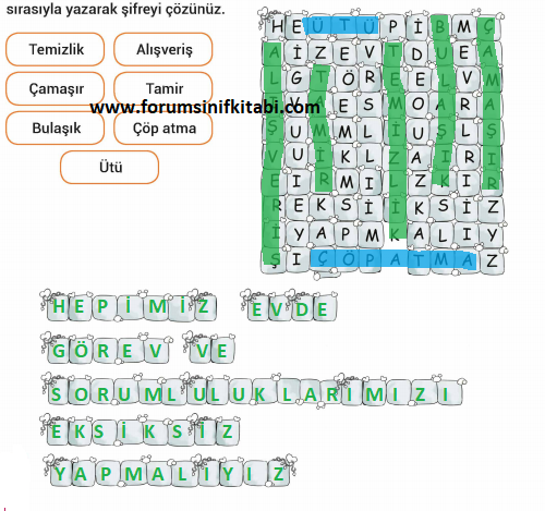 3.Sınıf Hayat Bilgisi Meb yayınları Çalışma Kitabı Sayfa 42 Cevapları